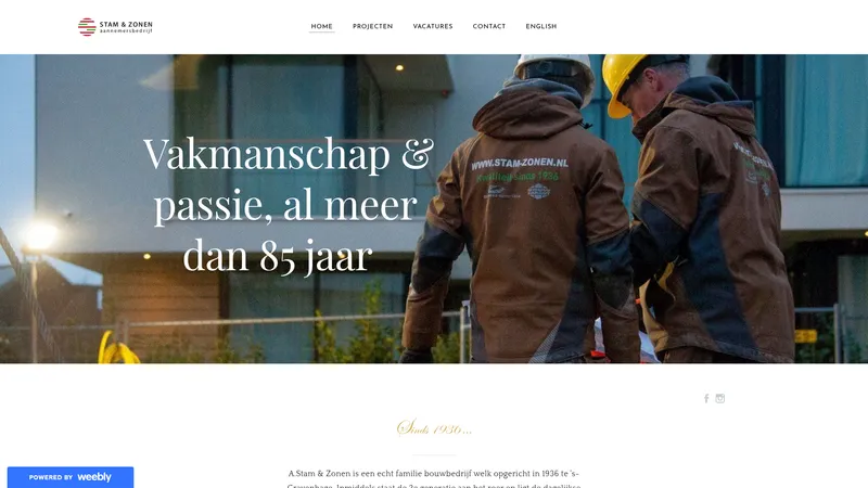 Website van A. Stam en Zonen
