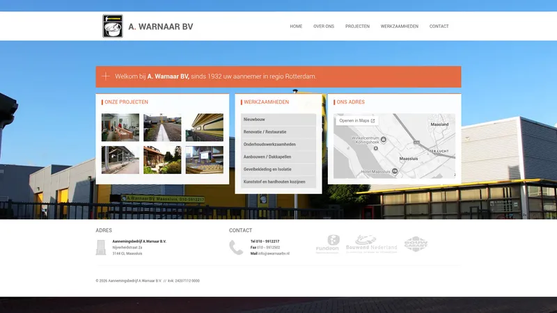 Website van A. Warnaar B.V.