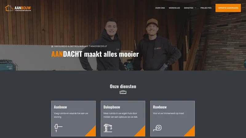 Website van AANBOUW Timmerwerken