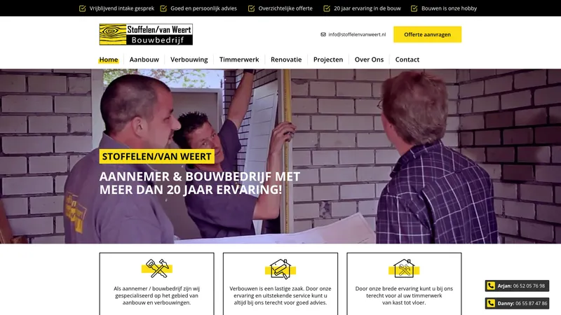Website van Aannemer Bouwbedrijf Stoffelen / Van Weert