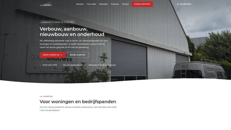 Website van Aannemer Guido Brouwer