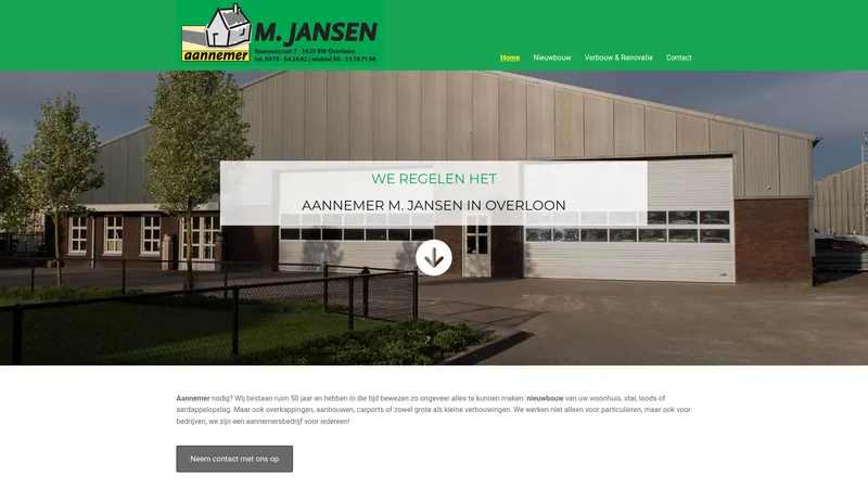Website van Aannemer M. Jansen BV