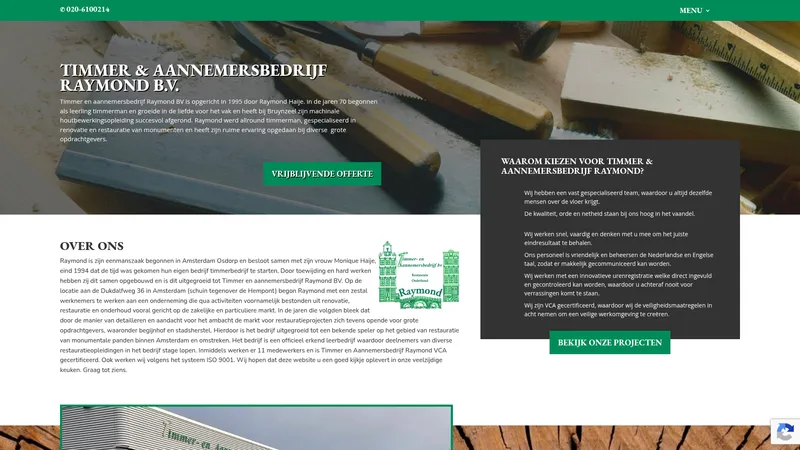 Website van Aannemer Raymond Bv.