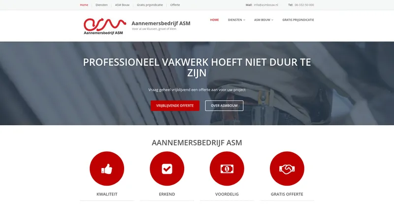 Website van Aannemersbedrijf A.S.M.