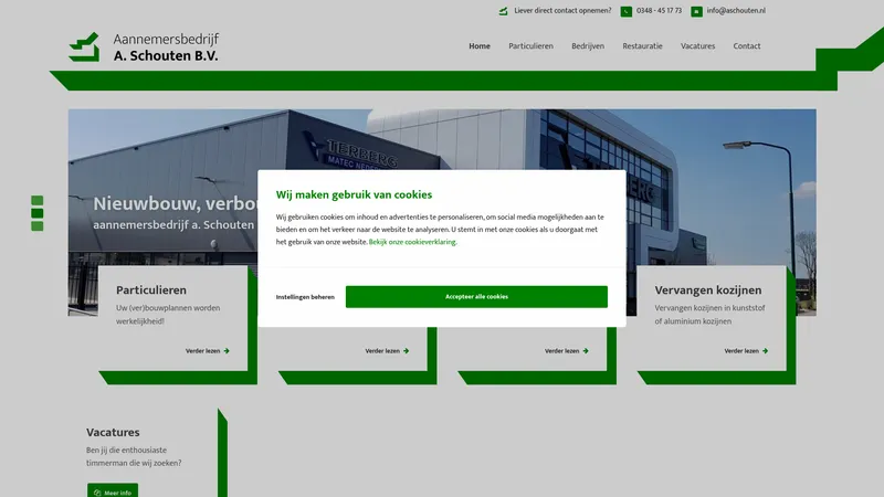 Website van Aannemersbedrijf A. Schouten B.V.