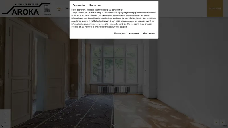 Website van Aannemersbedrijf Aroka