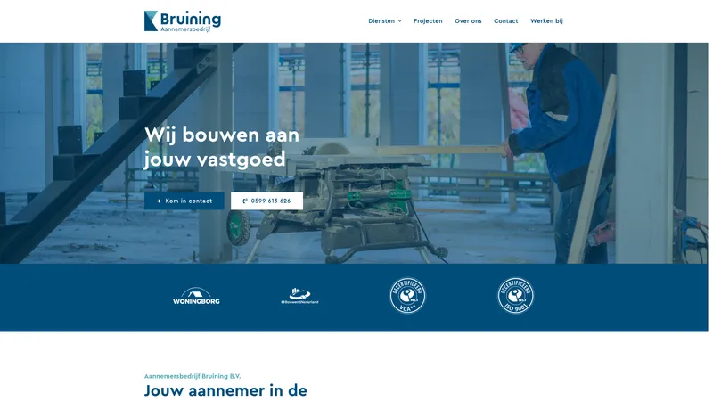 Website van Aannemersbedrijf Bruining B.V.