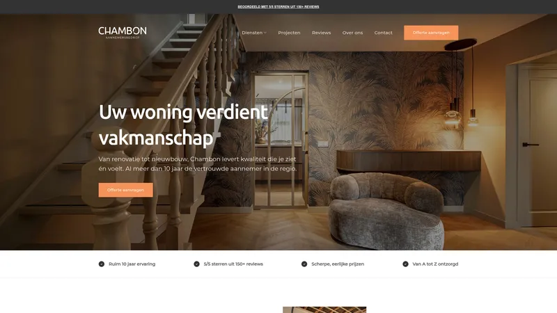 Website van Aannemersbedrijf Chambon BV