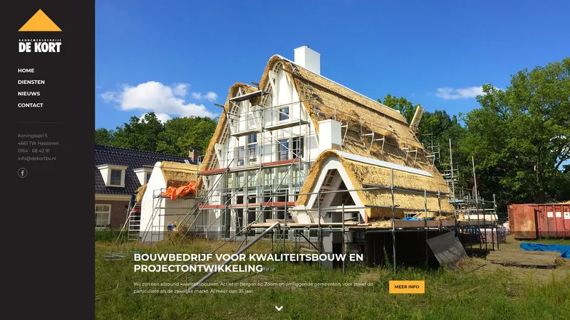 Website van Aannemersbedrijf De Kort