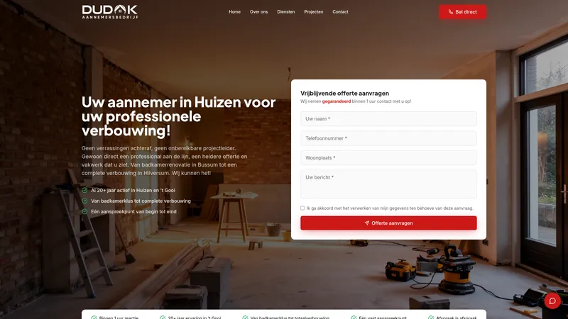 Website van aannemersbedrijf dudok