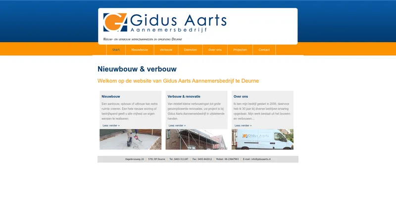 Website van Aannemersbedrijf Gidus Aarts