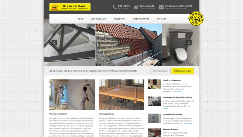 Website van Aannemersbedrijf H. van der Donk