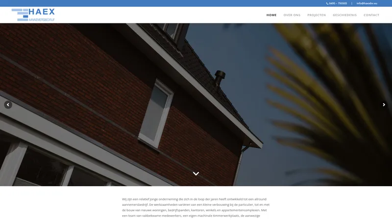 Website van Aannemersbedrijf Haex B.V.