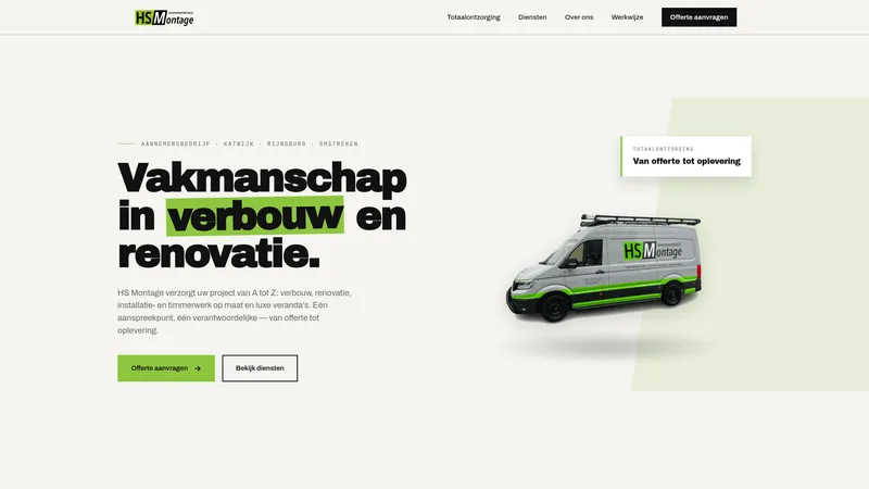 Website van Aannemersbedrijf HS Montage