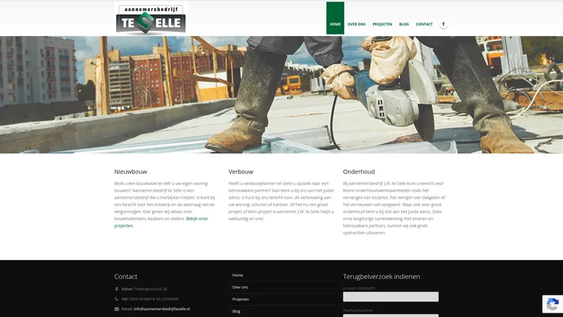Website van Aannemersbedrijf J.W. Te Selle