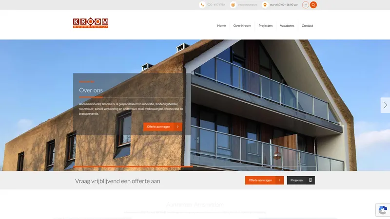 Website van Aannemersbedrijf Kroom B.V.