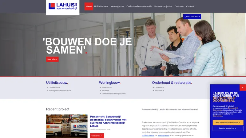 Website van Aannemersbedrijf Lahuis B.V.
