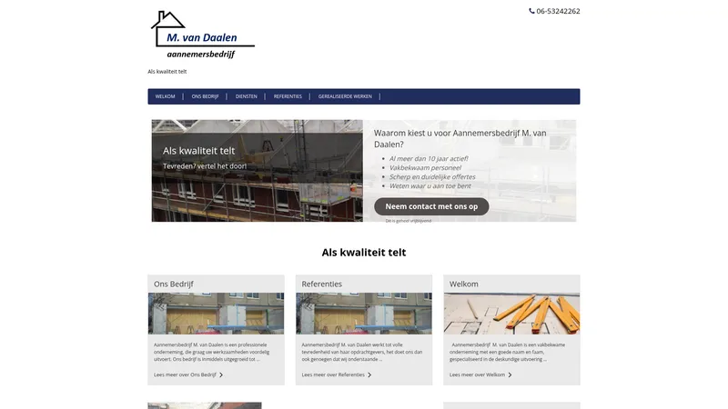 Website van Aannemersbedrijf M. van Daalen