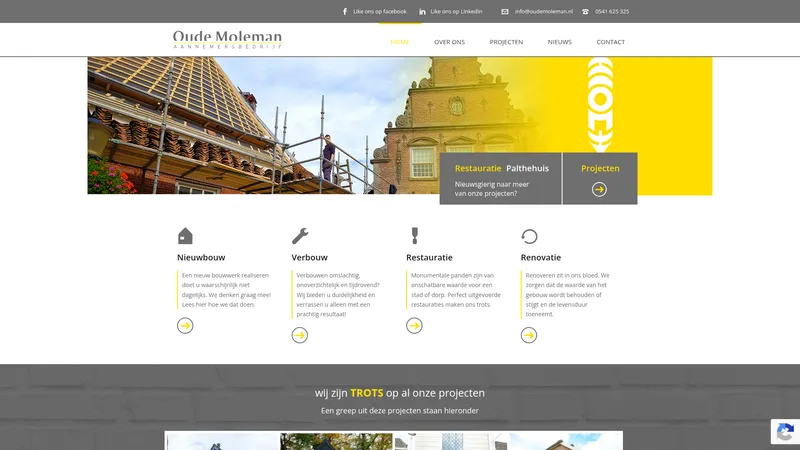 Website van Aannemersbedrijf Oude Moleman B.V.