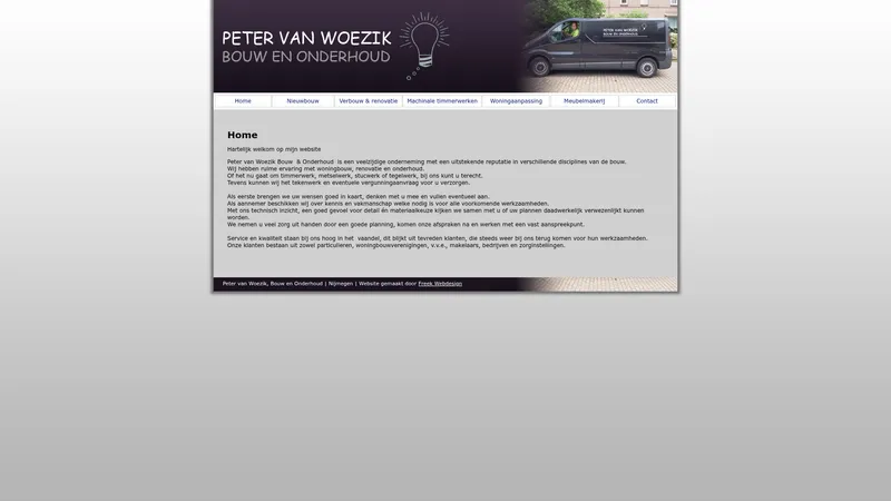 Website van Aannemersbedrijf Peter van Woezik