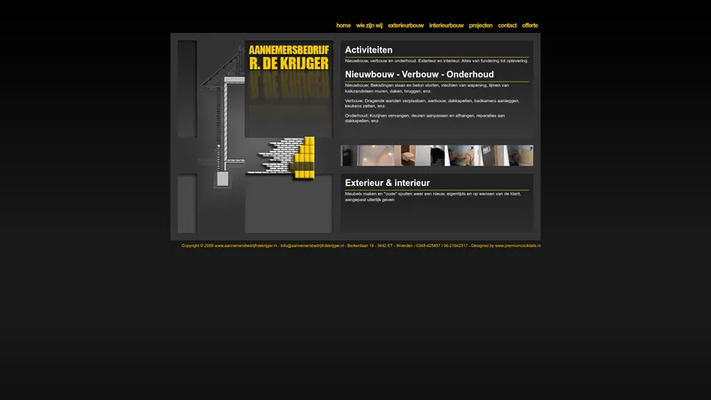 Website van Aannemersbedrijf R. de Krijger
