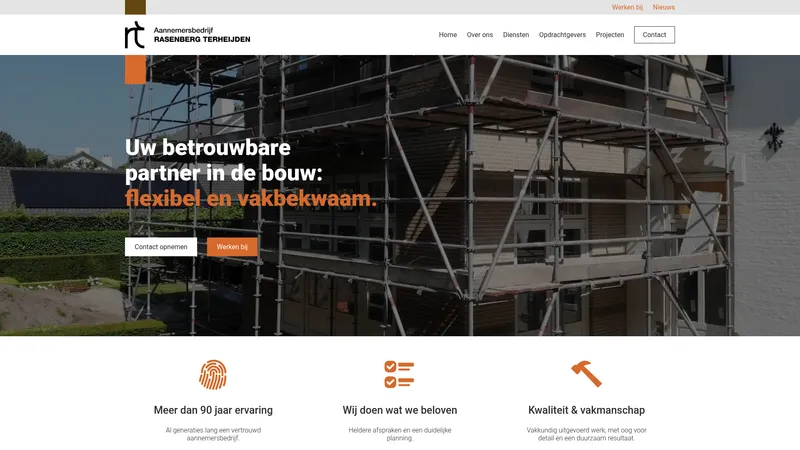 Website van Aannemersbedrijf Rasenberg Terheijden