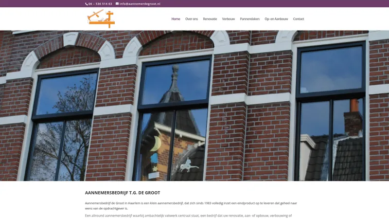 Website van Aannemersbedrijf T.G. de Groot