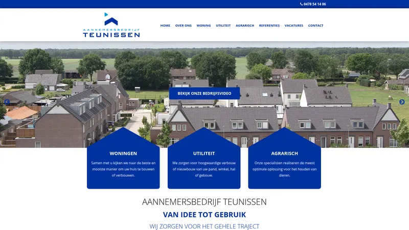 Website van Aannemersbedrijf Teunissen