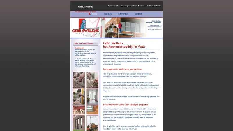 Website van Aannemersbedrijf V.O.F. Gebr. Swillens