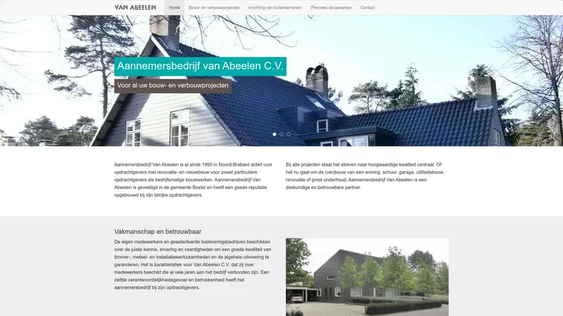 Website van Aannemersbedrijf van Abeelen C.V.