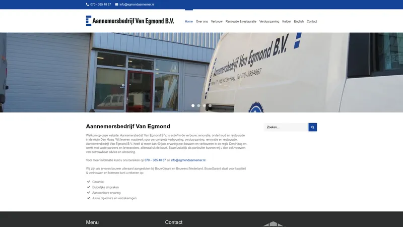 Website van Aannemersbedrijf Van Egmond B.V.
