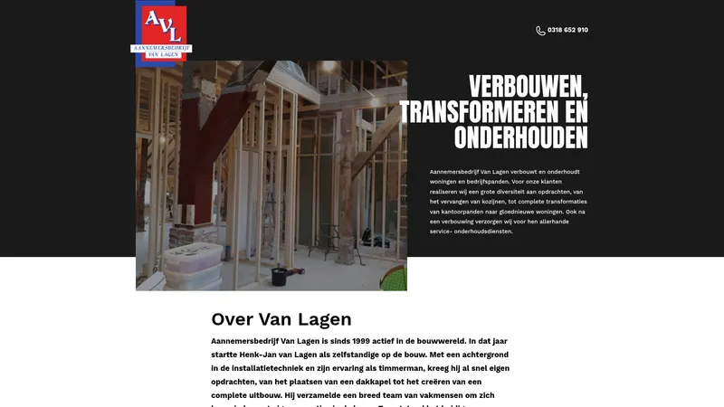 Website van Aannemersbedrijf Van Lagen