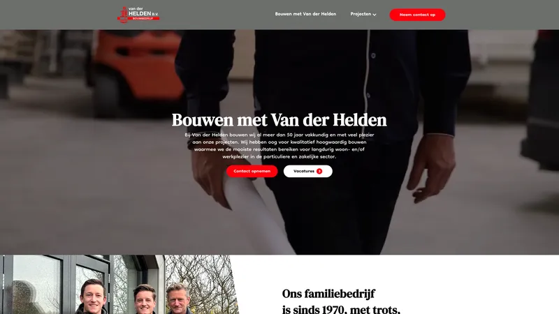 Website van Aannemersbouwbedrijf van der Helden B.V.