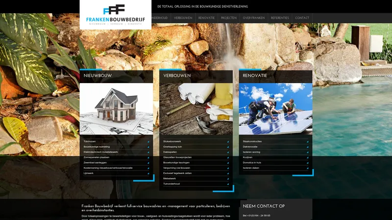 Website van Aannemingsbedrijf C. J. Franken B.V.