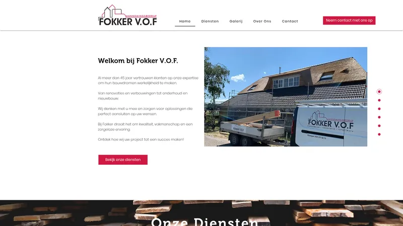 Website van Aannemingsbedrijf Fokker