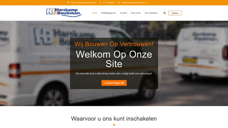 Website van Aannemingsbedrijf Harskamp & Bouwman