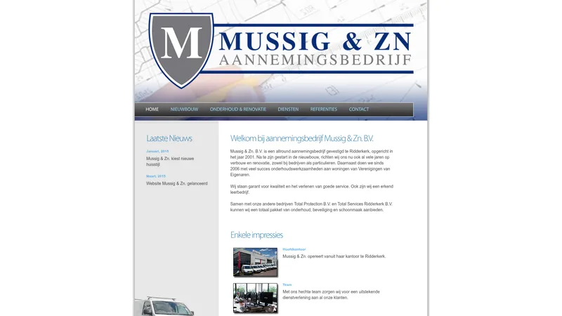 Website van Aannemingsbedrijf Müssig & Zn. B.V.
