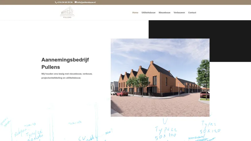 Website van Aannemingsbedrijf Pullens B.V.