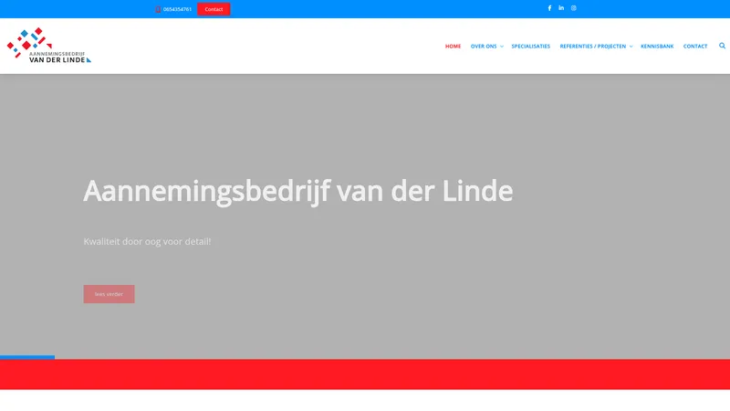 Website van Aannemingsbedrijf R. van der Linde