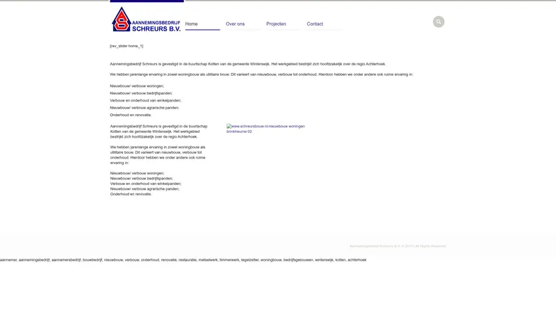 Website van Aannemingsbedrijf Schreurs B.V.