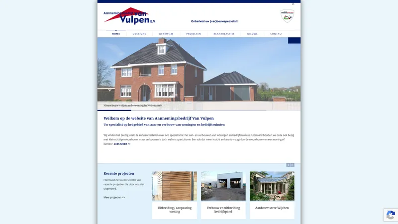 Website van Aannemingsbedrijf van Vulpen B.V.