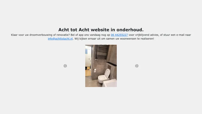 Website van Acht tot Acht bouw- en onderhoudsbedrijf Utrecht