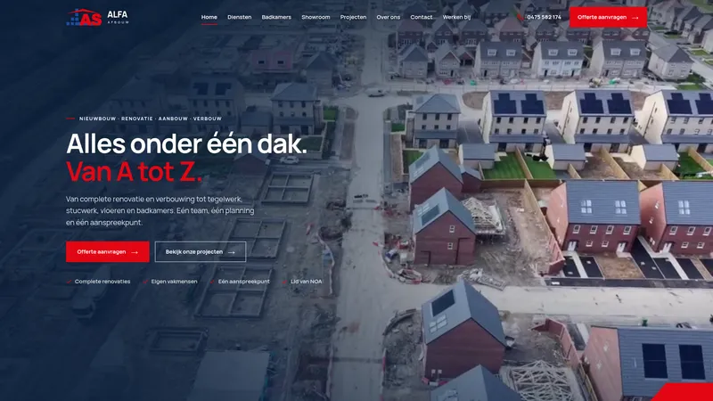 Website van Alfa Afbouw B.V.