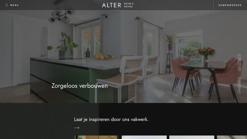 Website van Alter Bouw en Advies