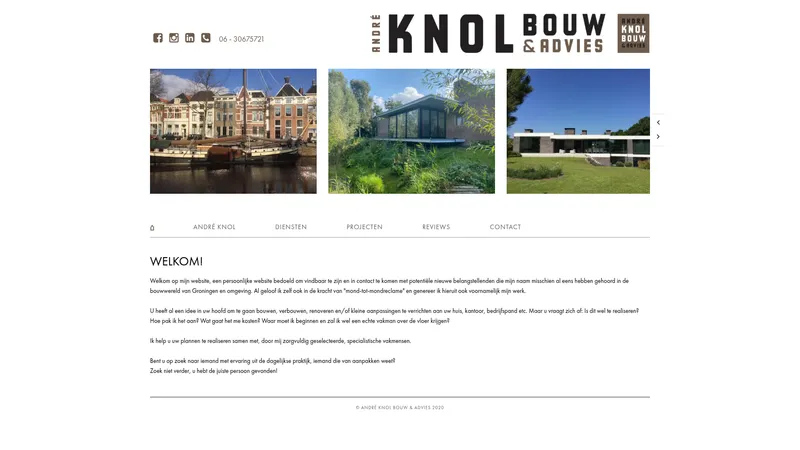 Website van André Knol Bouw & Advies