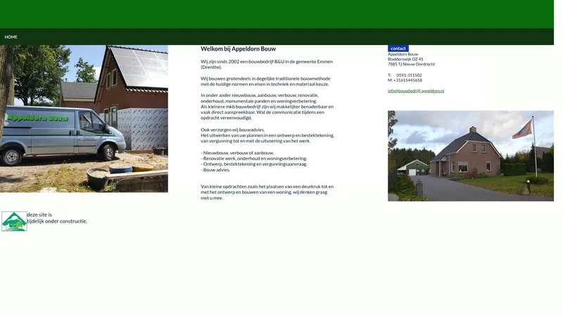 Website van Appeldorn Bouw