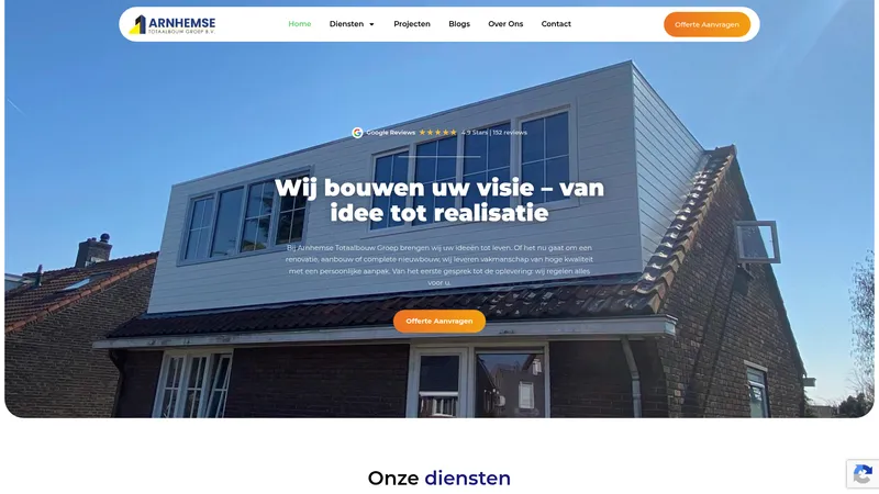 Website van Arnhemse totaalbouw Groep