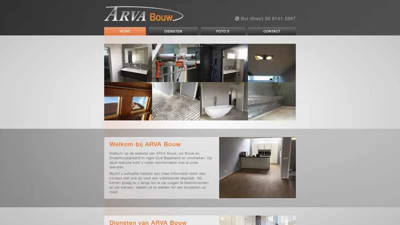 Website van Arva bouw & onderhoudsbedrijf