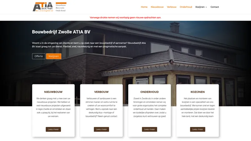 Website van ATIA Klus- en montagebedrijf