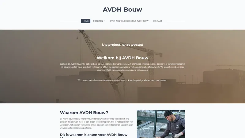 Website van AVDH Bouw